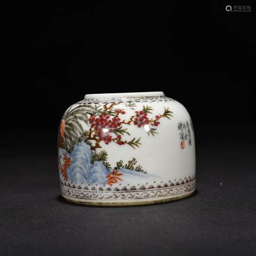 Wu Shouqi hunan liling glair fine figure horseshoe water jar...