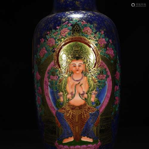 Enamel color card figure of Buddha figure 43 * 20 cm lantern