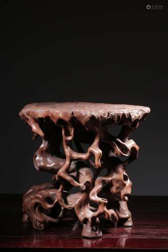 Longan wood carving bionic root four baseSize: 23 cm tall, m...