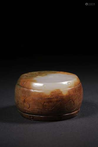 Xinjiang's hotan jade belt ooze drum paperweightSize: ab...