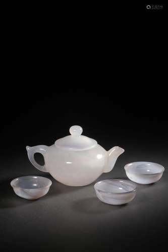 Natural agate whole teapot teacup 4 timesPot size: 14.5 cm l...