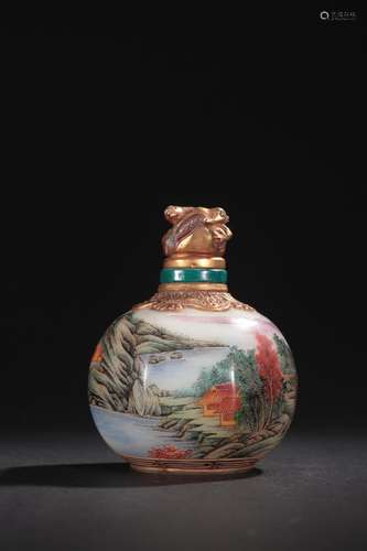 Water jar - material tire painted enamel landscape character...