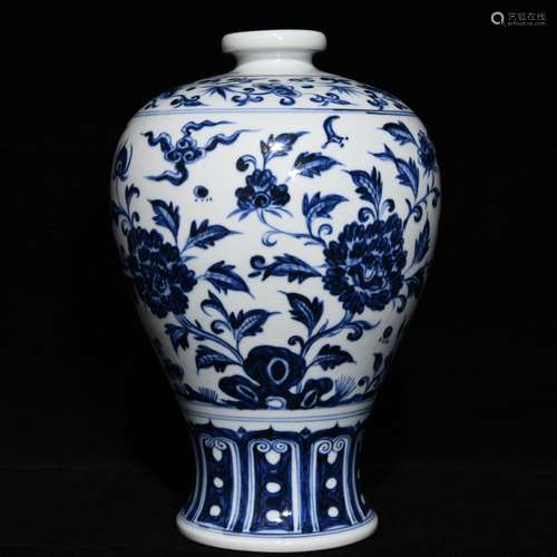 Blue and white flower grain mei bottles, 30 cm diameter 20 c...