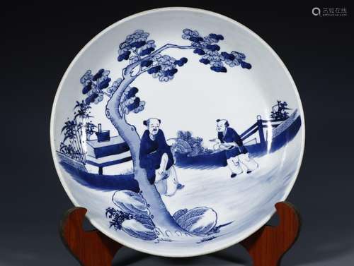 Stories of blue and white figure.Size: 6.5 cm high and 28 cm...