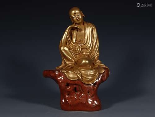 Furnace jun glaze rust red glaze colour's statue.Size: 2...