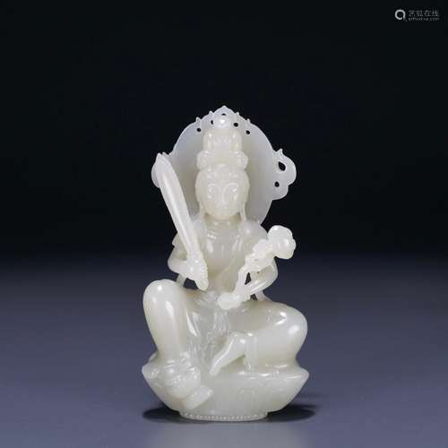 : hetian jade Buddha manjusri bodhisattvaLength: 5.6 cm. Wid...