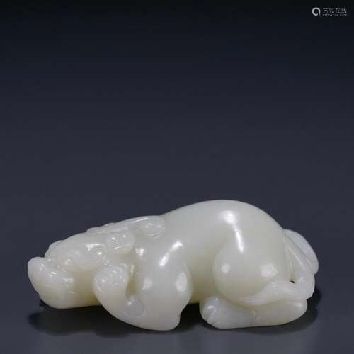 : hetian jade the mythical wild animal carvingsLength: 8.5 c...