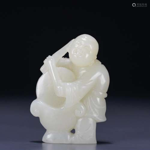 : hetian jade the lad drums carvingsLength: 4 cm. Width: 2.1...