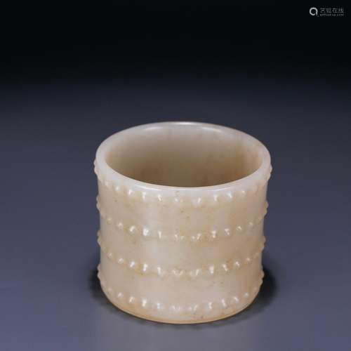 : hetian jade nails grain cupDiameter: 7.6 cm. High: 6.4 cm....