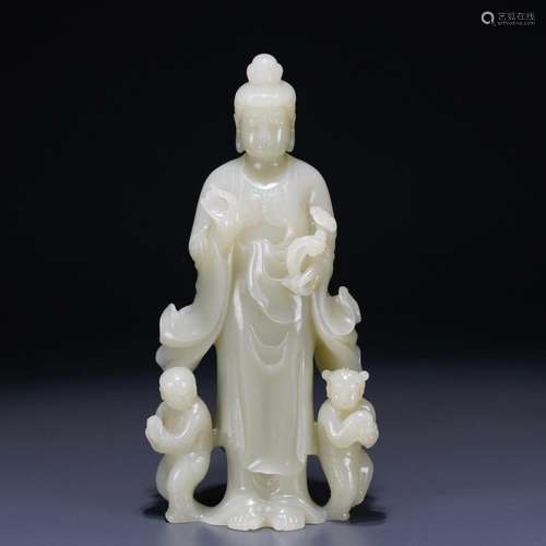 : hetian jade guanyin Buddha furnishing articlesLength: 9.4 ...