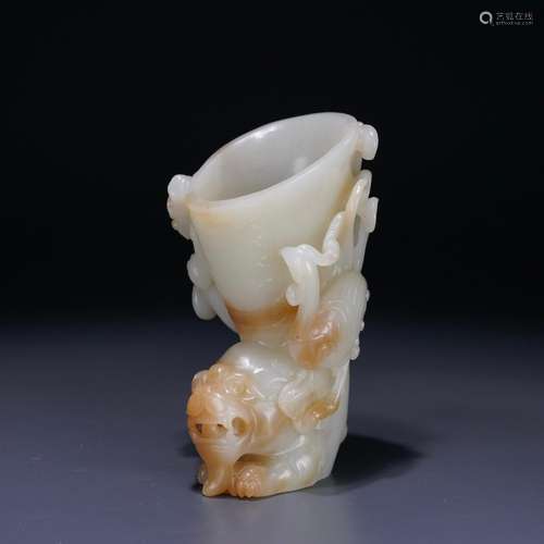 : hetian jade cup "in extremely good fortune"Lengt...