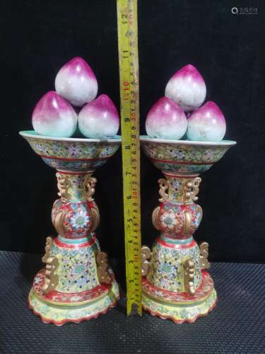 , peach colored enamel for pairs