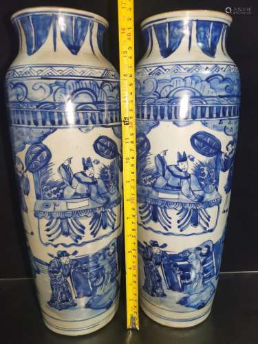 Double circle, hand-painted porcelain bottle a pair of mount...