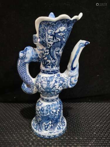 Blue and white dragon, gourd pot of a pair