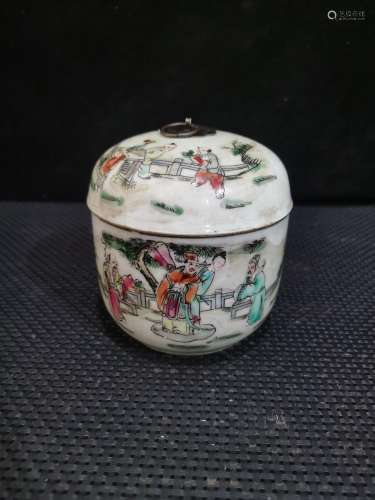, pastel fu lu shou copper ring cans of a couple