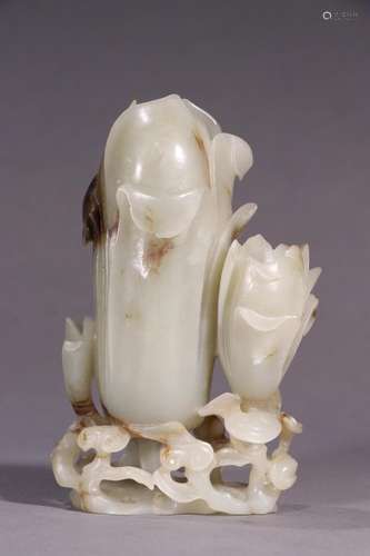 : hetian jade, magnolia flower, flower receptacleSize: 8.3 c...