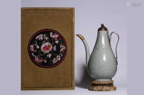 In the, longquan patterned ewer plated with gold28 CM long a...