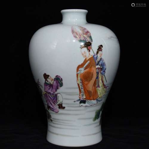 famille rose prosperous life of figure plum bottle test27 a ...