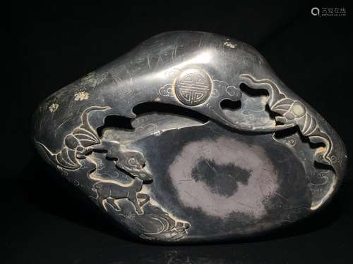 side rock: "four inkstone blessing propitiousThe inksto...