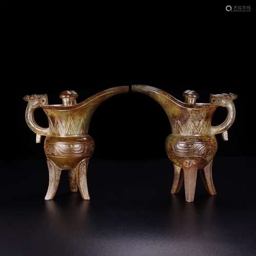 And Tian S goblet jade, jade oil moisten, carved exquisite, ...