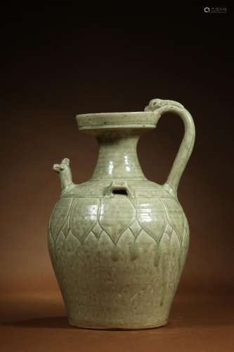 Jin , the kiln celadon double heads ewer15.5 CM diameter, 11...