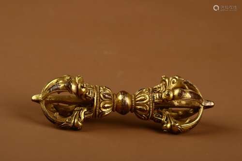 , copper and gold vajraSize: 11.6 cm long weighs 166 gDorje ...