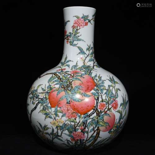 Yongzheng eight pastel peach tree51 diameter 36.5This piece ...