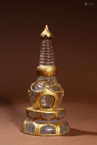 : crystal stupa plated with goldSize: 9.5 cm in diameter, 19...