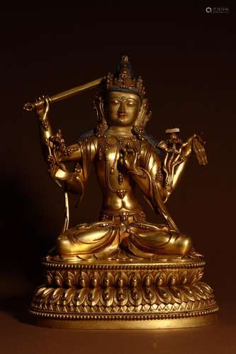 : gold four arm manjusri bodhisattva statuesSize: 20 cm long...