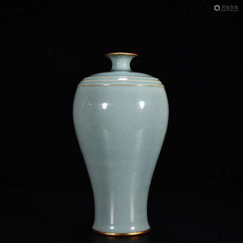 Dazzle your kiln azure glaze wen mei bottle (gold)14 cm high...