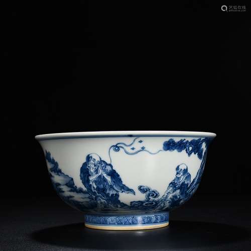 Blue and white bang character green-splashed bowls cm 10 x 2...