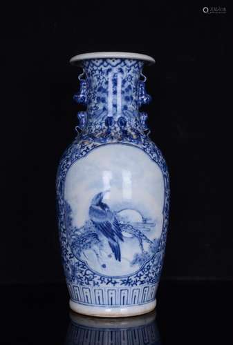 Blue and white window flower grain bottle;42.5 x19;847008176...