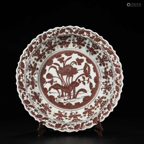 Youligong red lotus grain fold along the plate beam 7.5 cm *...