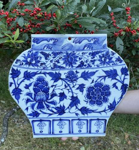 Antique Chinese Qing Dynasty Blue & White Wall Tile Plaq...