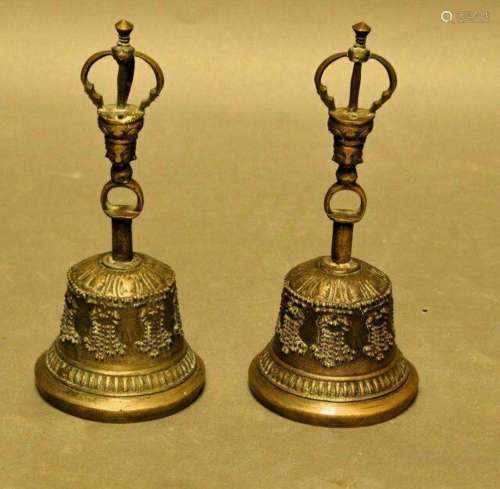 Two Tibetan Bronze Ritual Bells (Ghanta)