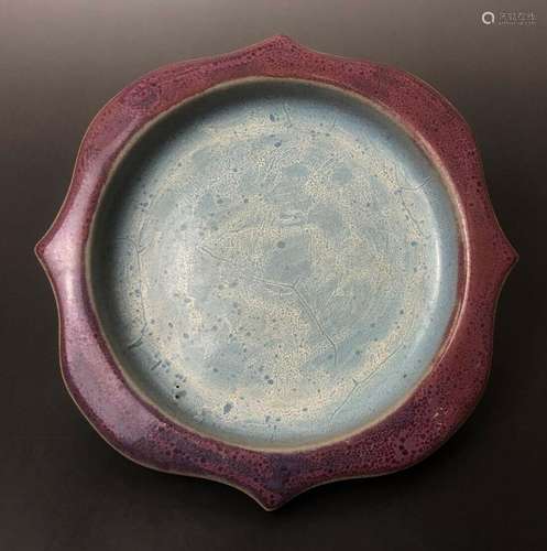 Rare Chinese porcelain Song Jun kiln red&blue glaze lout...