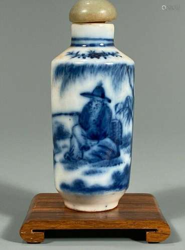 China Chinese Porcelain Blue & White Man in landscape Sn...