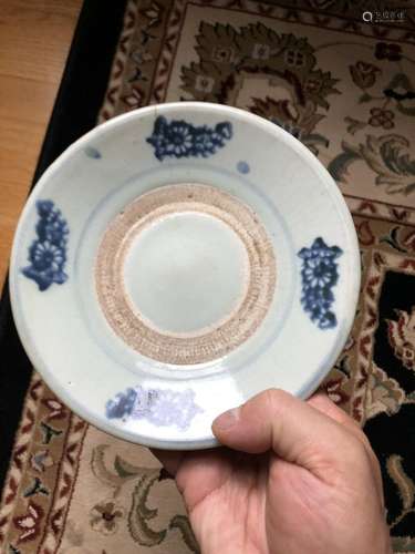 Chinese Ming Blue and White Swatow Charger with Flowers 16th...