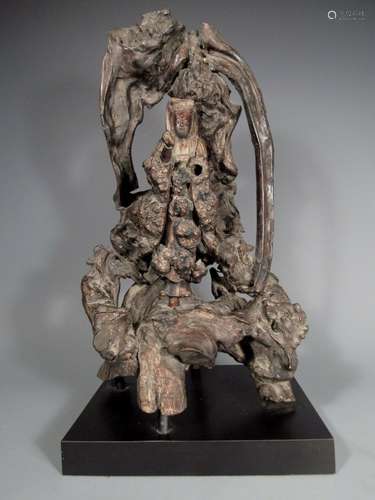 Fine Old China Chinese Rootwood Carved Guanyin Kwanyin ca. 1...