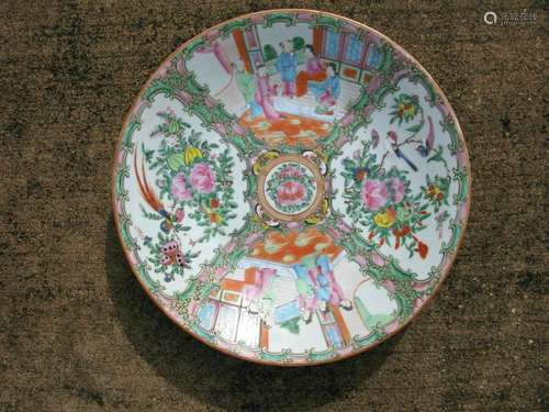 Antique Chinese Porcelain charger Famille Rose Medallion ena...