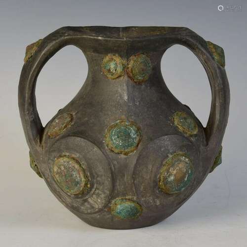 Han Dynasty, Rare Antique Chinese Pottery Amphora Decorated ...