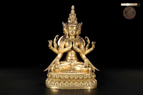 Precision casting copper gold ten side guanyin bodhisattva&#...