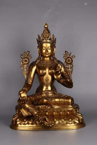 : copper and gold tara's statueC48cm 45.5 cm high 64.5 c...