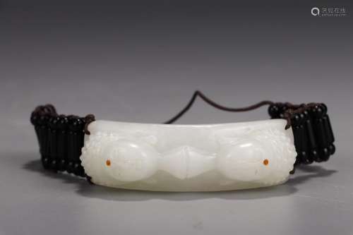 : hetian jade beadle braceletLong 6 cm wide and 2 cm thick 2...