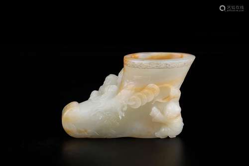 Furnishing articles, hotan jade treasure bootsSize: 13 x 5 x...