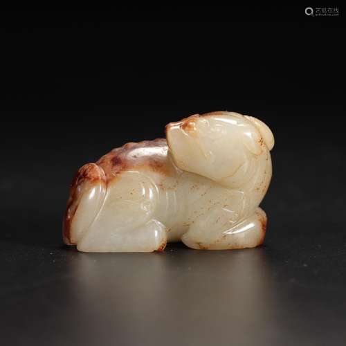 Hetian jade lie animal carvings, size: 5.8 * * * * 3.0 3.7 c...