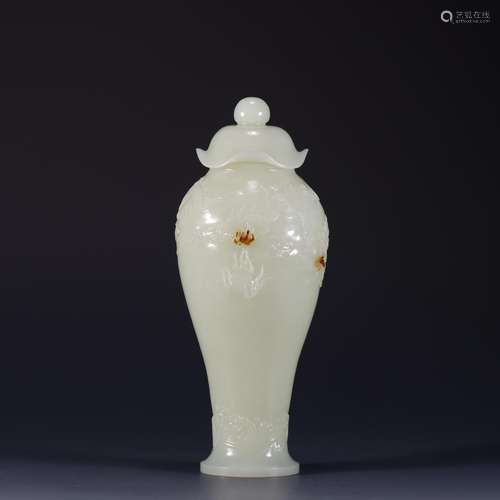 Hetian jade dragon general play pearl pot20.3 cm high. 8.1 c...