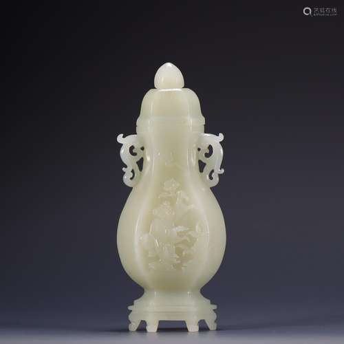 Hetian jade choose the spirit the lad bottleHigh 17.3 cm, 6....