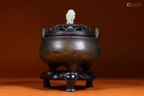 Back: the hall inkstone smoked incense burner, copperSize: (...