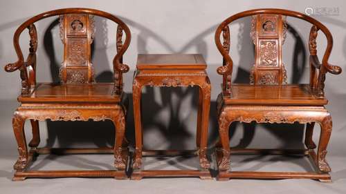 A set of chrysanthemum pear palace chairSize;Quanyi 59 103 l...